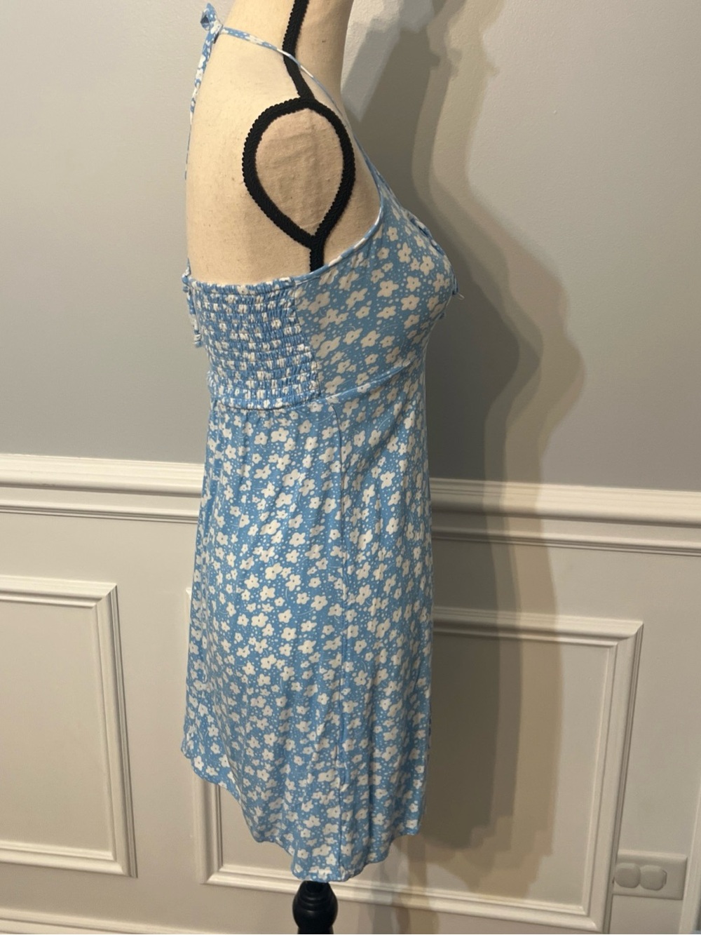 American Eagle Baby Blue Floral Summer Halter Short Dress Size Small - Picture 6 of 10